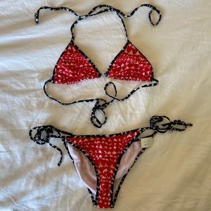 Stella McCartney Red/Black Hearts String Bikini